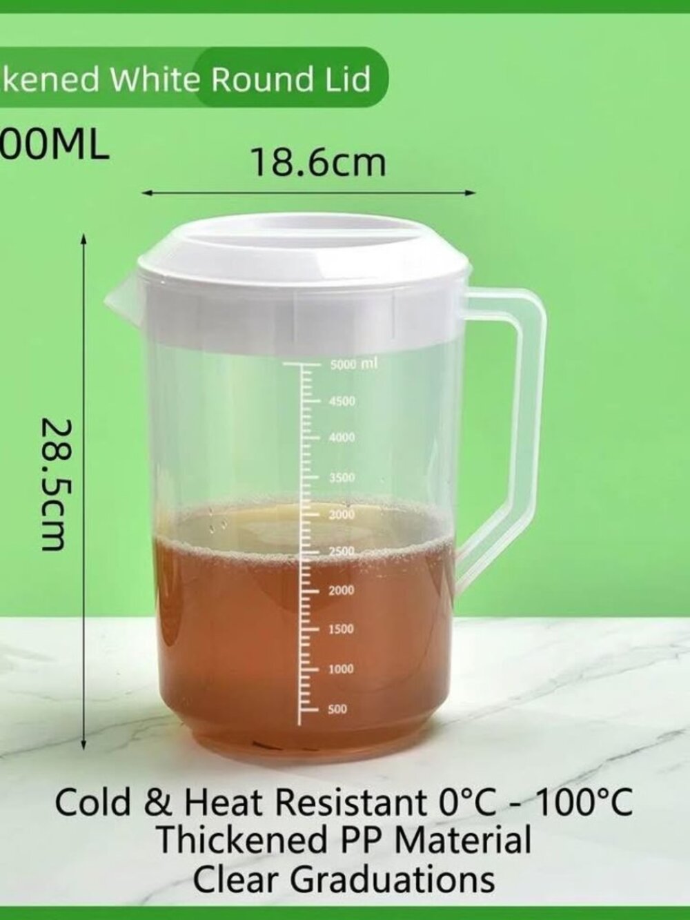 Capacity Cold Water Pitcher Measurement Lines Food Grade Plastic Water Jug